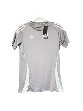Adidas Womens Soccer Jersey Grey & White Short Sleeve Size ST